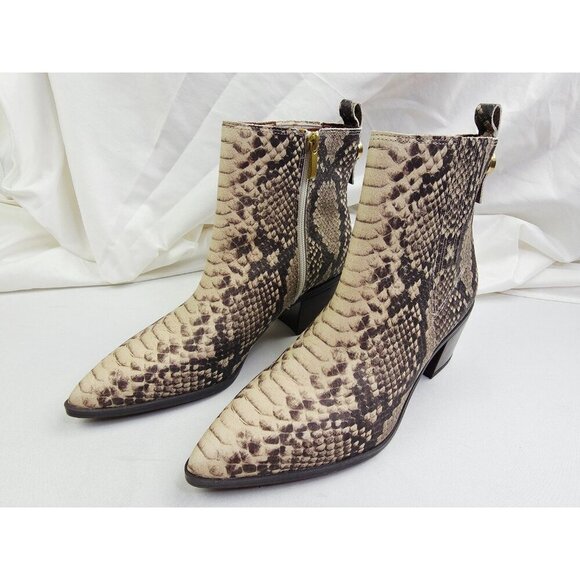 Franco Sarto Size 7M Womens Snake Print Side Zip Shay Logo Tag Ankle Boots - Picture 6 of 14